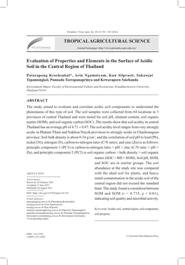 TROPICAL AGRICULTURAL SCIENCE Evaluation of Properties