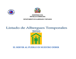 Listado De Albergues 2010 Nacional