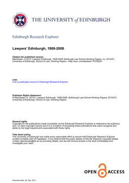 Lawyers' Edinburgh 1908-2008