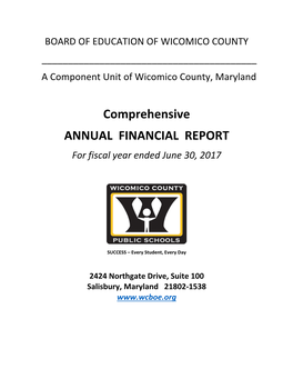 Comprehensive ANNUAL FINANCIAL REPORT for Fiscal Year Ended June 30, 2017