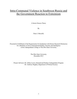 Intra-Communal Violence in Southwest Russia and the Government Reaction to Extremism