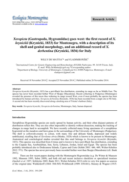 Gastropoda, Hygromiidae) Goes West: the First Record of X