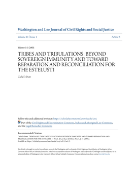 TRIBES and TRIBULATIONS: BEYOND SOVEREIGN IMMUNITY and TOWARD REPARATION and RECONCILIATION for the ESTELUSTI Carla D