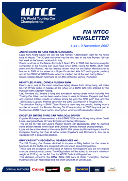 Fia Wtcc Newsletter