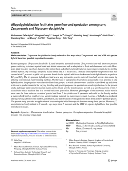 Allopolyploidization Facilitates Gene Flow and Speciation Among Corn