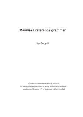 Mauwake Reference Grammar (Berghäll).Pdf