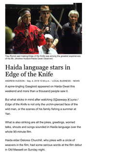 Haida Language Stars in Edge of the Knife