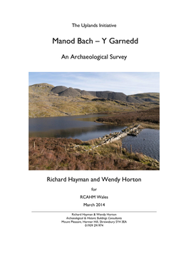 Manod Bach Uplands Archaeological Survey