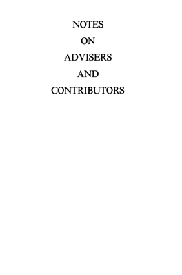 Notes on Advisers and Contributors Crime and Mystery Writers Advisers and Contributors