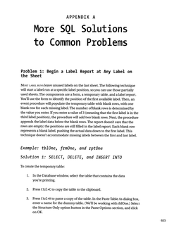 More SOL- Salutions to Common Problems