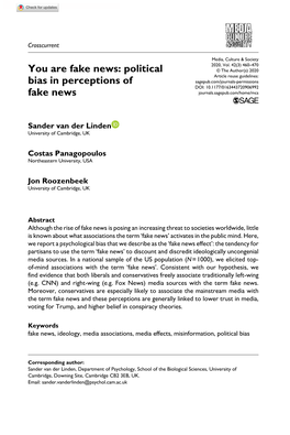 Political Bias in Perceptions of Fake News