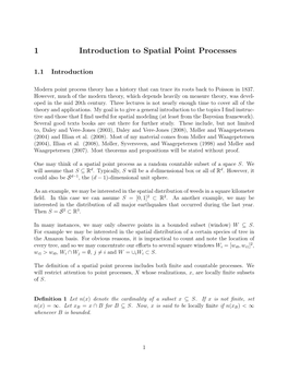 1 Introduction to Spatial Point Processes