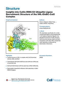 Structure of the VHL-Elobc-Cul2 Complex