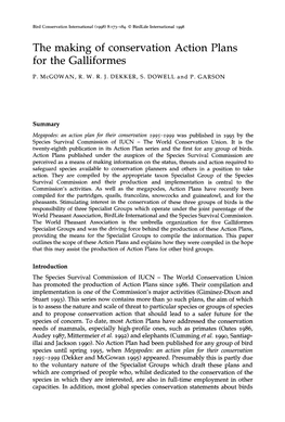 The Making of Conservation Action Plans for the Galliformes