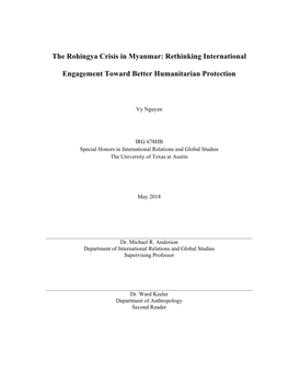 The Rohingya Crisis in Myanmar: Rethinking International