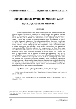 Superheroes: Myths of Modern Age?