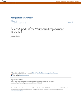 Select Aspects of the Wisconsin Employment Peace Act Justin C
