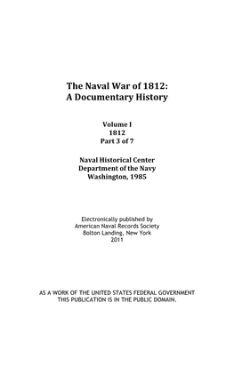 The Naval War of 1812: a Documentary History