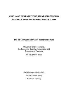 The 19Th Annual Colin Clark Memorial Lecture