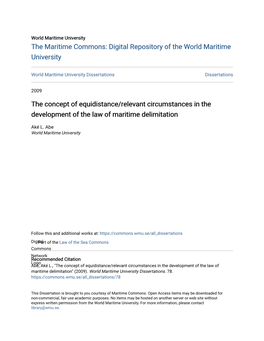 The Concept of Equidistance/Relevant Circumstances in the Development of the Law of Maritime Delimitation