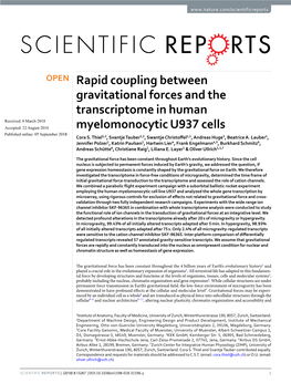 Rapid Coupling Between Gravitational Forces and the Transcriptome In