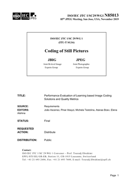 Coding of Still Pictures