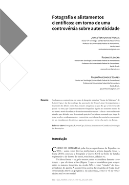 Fotografia E Alistamentos Científicos: Em Torno De Uma Controvérsia Sobre Autenticidade