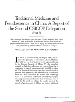 Traditional Medicine and Pseudoscience in China: a Report of the Second CSICOP Delegation (Part 2)