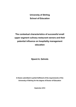 University of Stirling School of Education the Contextual