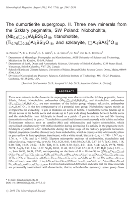 The Dumortierite Supergroup. II. Three New Minerals from the Szklary Pegmatite, SW Poland: Nioboholtite