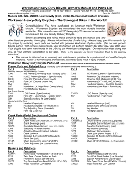 Worksman Heavy-Duty Bicycle Owner's Manual and Parts List