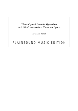 Plainsound Music Edition
