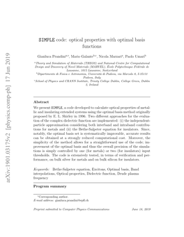 SIMPLE Code: Optical Properties with Optimal Basis Functions