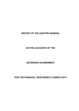 Auditor General's Annual Report March 2014