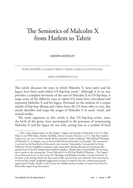 The Semiotics of Malcolm X from Harlem to Tahrir