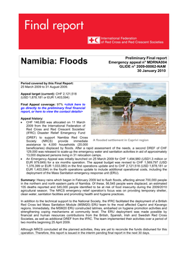 Namibia: Floods Emergency Appeal N° MDRNA004 GLIDE N° 2009-00062-NAM 30 January 2010