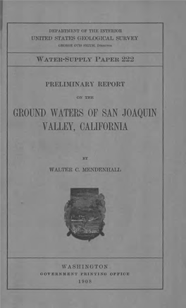 Ground Waters of San Joaquin Valley, California