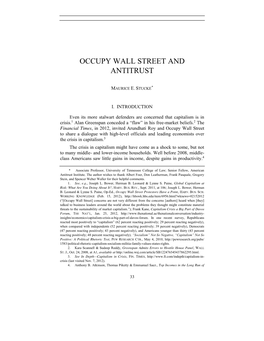 Occupy Wall Street and Antitrust