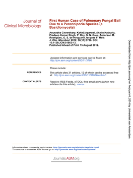 A First Human Case of Pulmonary Fungal Ball