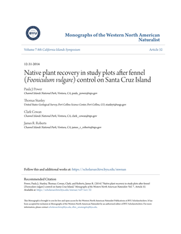 (Foeniculum Vulgare) Control on Santa Cruz Island Paula J
