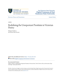 Redefining the Unrepentant Prostitute in Victorian Poetry Marijana Stojkovic East Tennessee State University