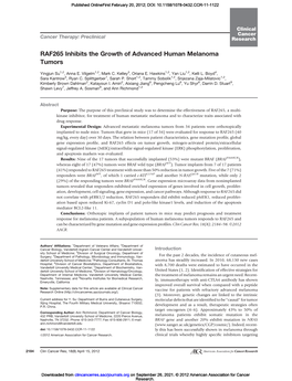 RAF265 Inhibits the Growth of Advanced Human Melanoma Tumors