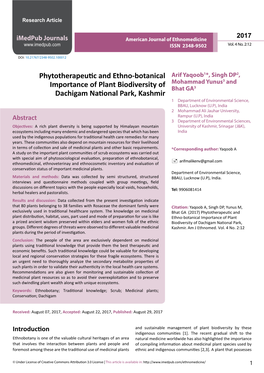 Phytotherapeutic and Ethno-Botanical Importance of Plant Biodiversity Of