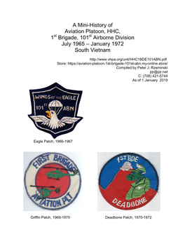 A Mini-History of Aviation Platoon, HHC, 1 Brigade, 101 Airborne