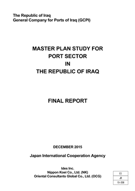 Master Plan Study for Port Sector in the Republic of Iraq Final Report