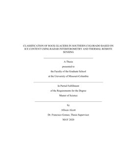 Classification of Rock Glaciers in Southern