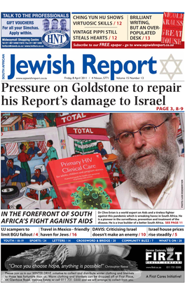 Pressure on Goldstone to Repair His Report's Damage to Israel
