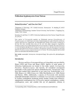 Foliicolous Hyphomycetes from Taiwan