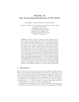 Ruleml 1.0: the Overarching Speciﬁcation of Web Rules