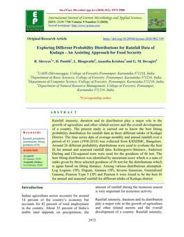 Exploring Different Probability Distributions for Rainfall Data of Kodagu - an Assisting Approach for Food Security